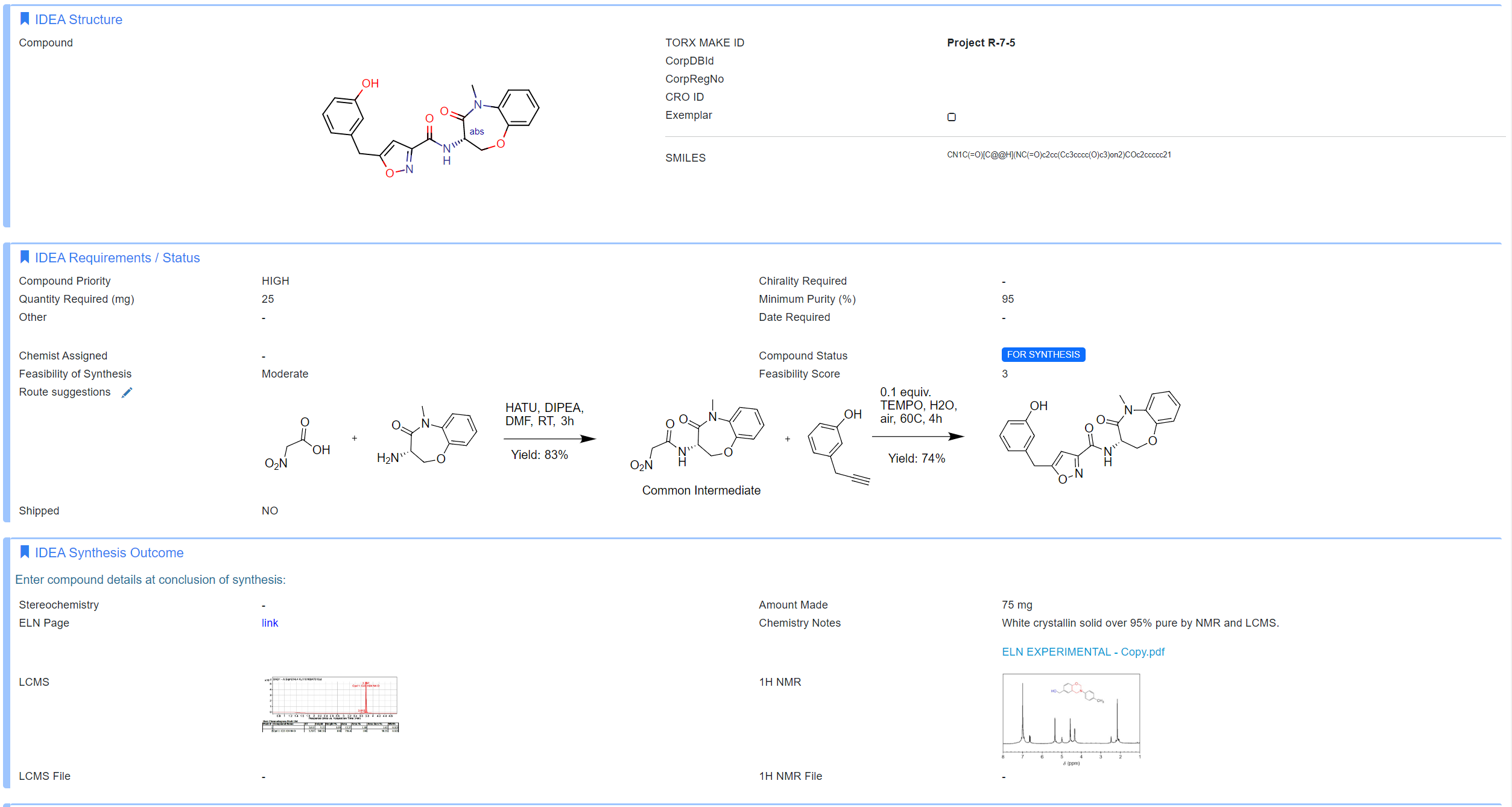 Figure 4. Capture structures, chemical properties and synthesis information in a single location