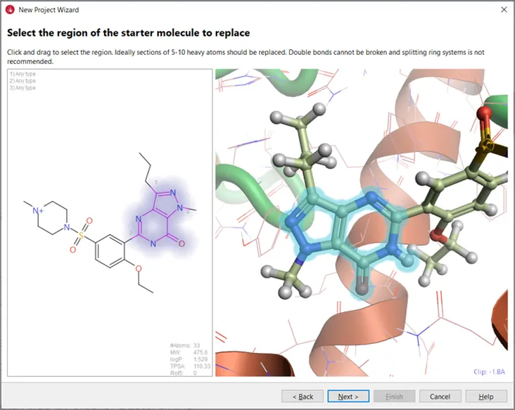 Selecting the region of a starter molecule to replace in Spark