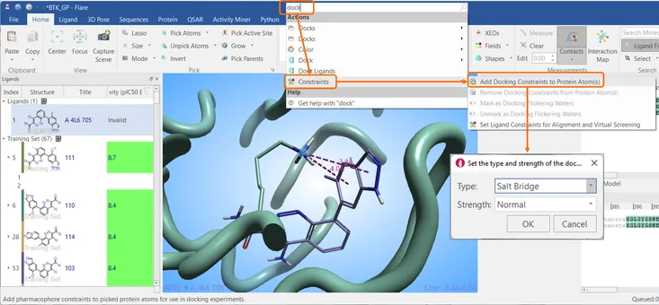 The new 'Search' box to help users find key features and components in molecular modelling platform, Flare, Version 7