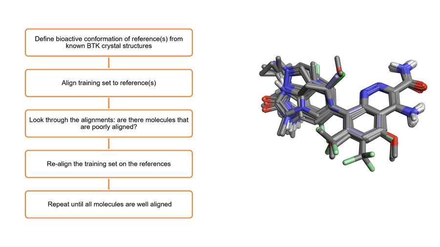 The workflow for 3D alignment of the BTK ligand dataset