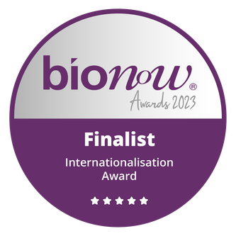 Bionow internationalisation award badge 2023