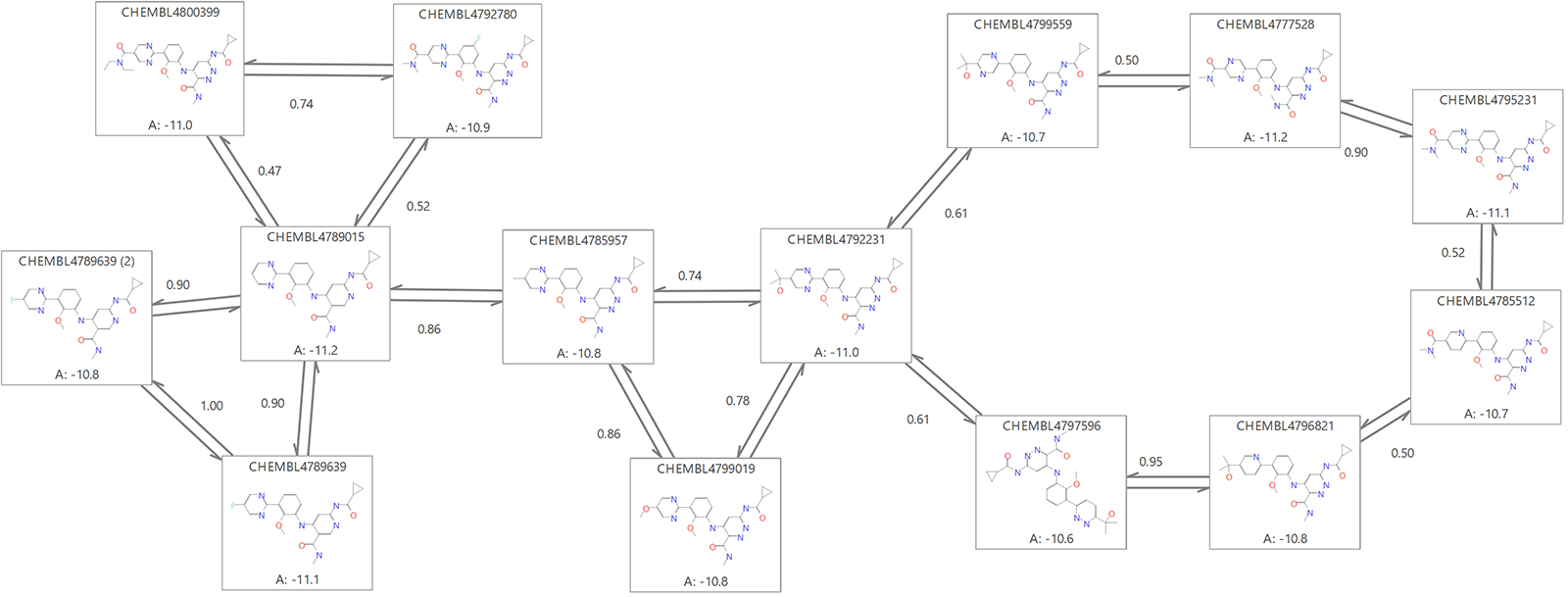 Images of the FEP map for the validation and prediction of compound collections