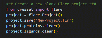 Creating an new Flare project using Pyflare