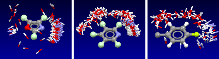 Isostar plot of oxazole, pyridine, fluorobenzene.