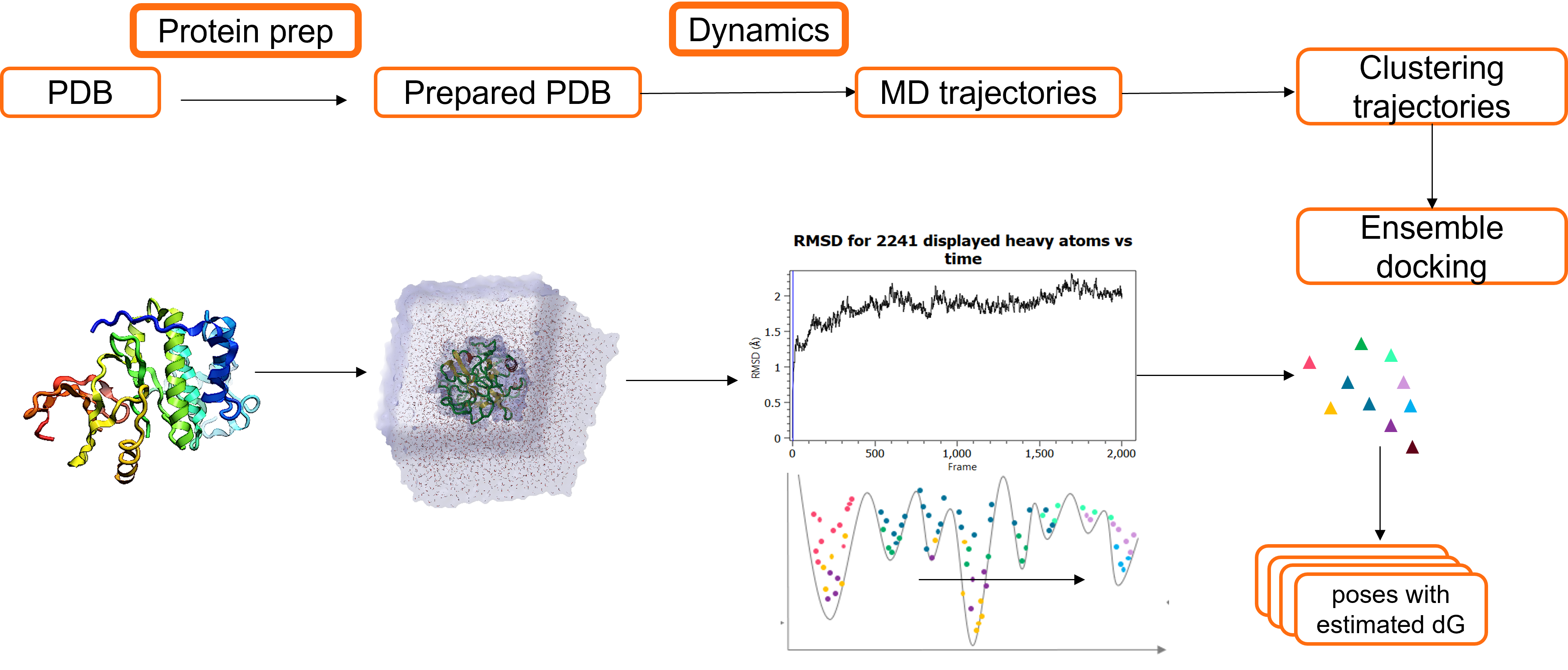 Molecular Dynamics and Ensemble Docking workflow