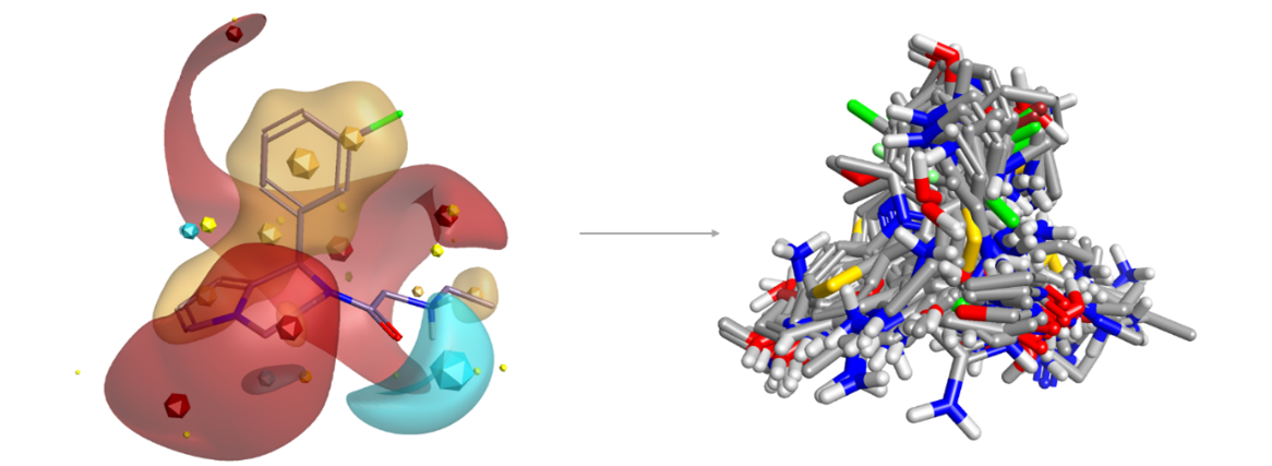 Figure 2: Blaze search using a known A2C adrenergic agonist as query retrieves a wide diversity of novel structures including many known actives.