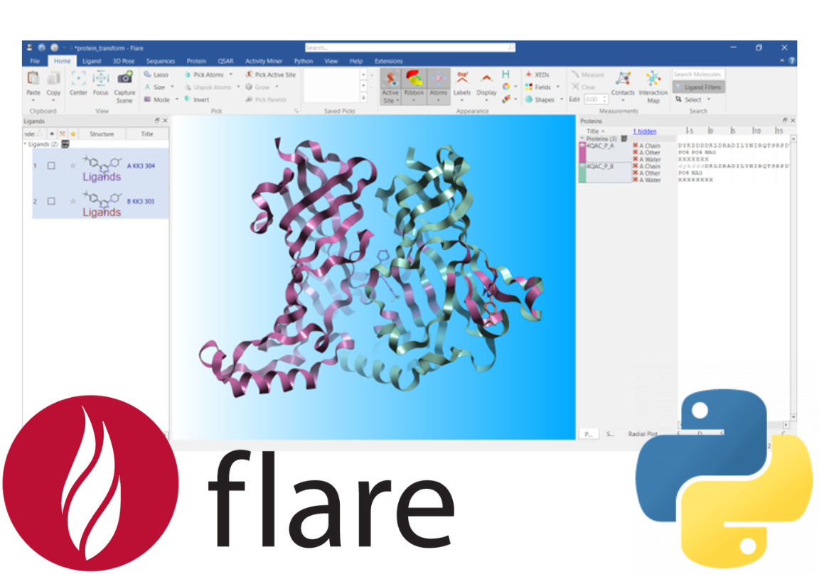 Orientating proteins on ligand superimposition using the Flare Python API